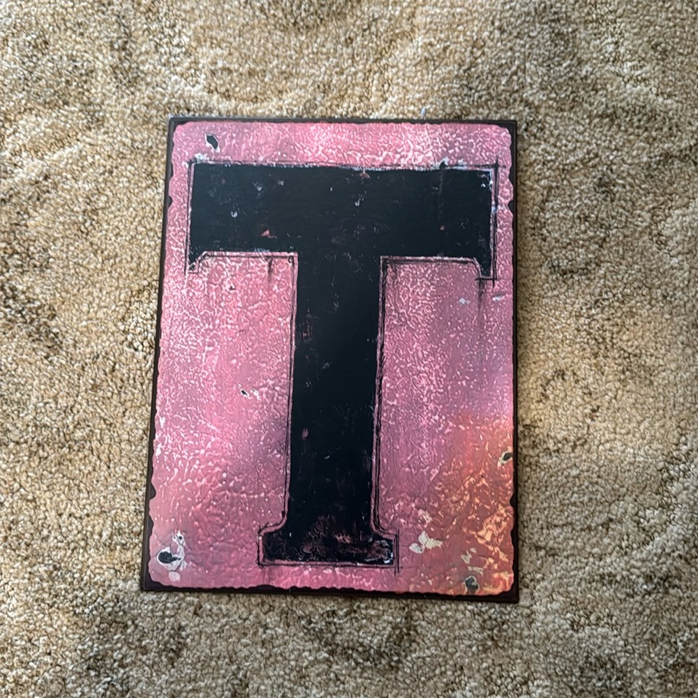 Letter T wall art metal plaque
